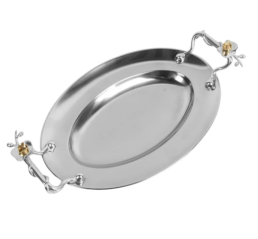 Travessa Oval Media Inox Orquidea