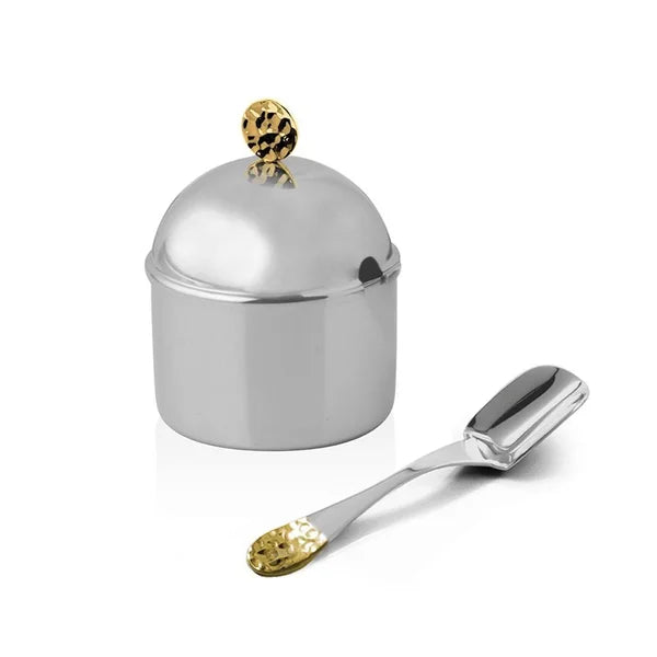 Acucareiro Ravena Nocc Detalhes Ouro 24K Com Colher