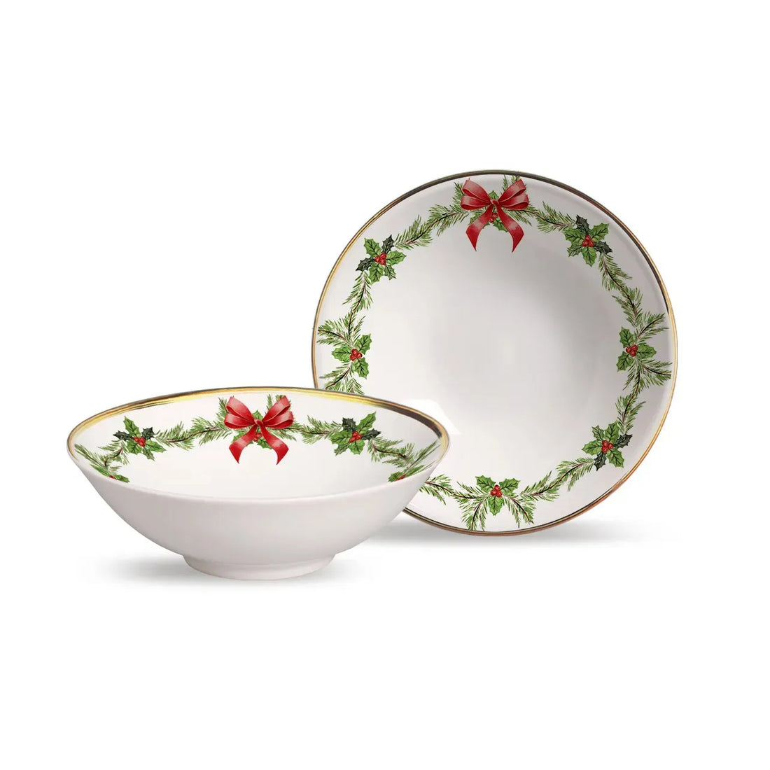 Jogo 6 Bowl Decorado Natal Filete Ouro