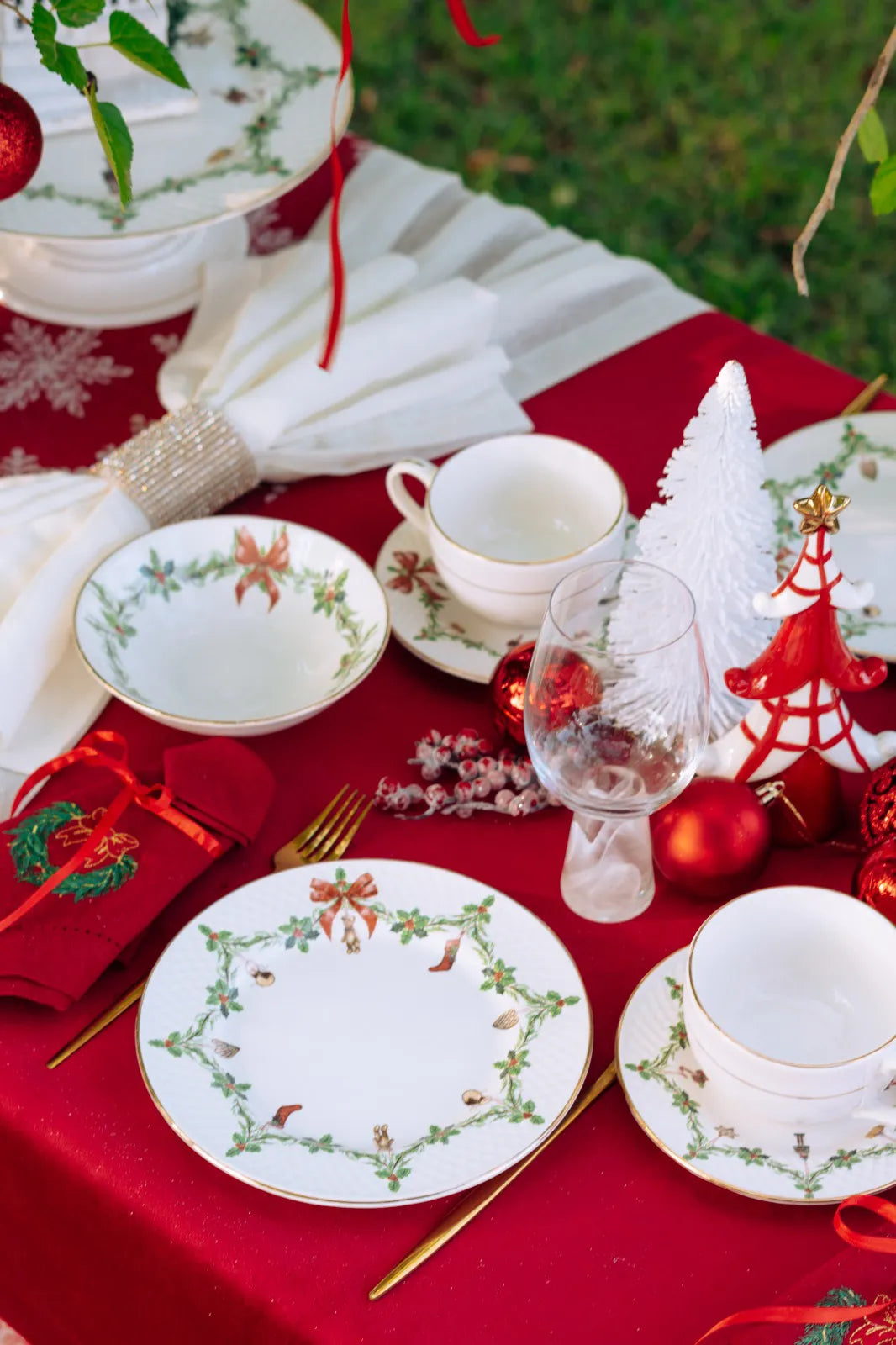 Jogo 6 Bowl Decorado Natal Filete Ouro