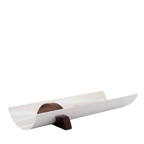 Fruteira longa Fontana inox com madeira Imbuia