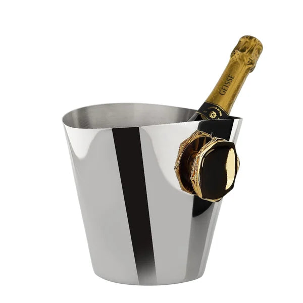 Balde oval impacto inox com detalhes em ouro