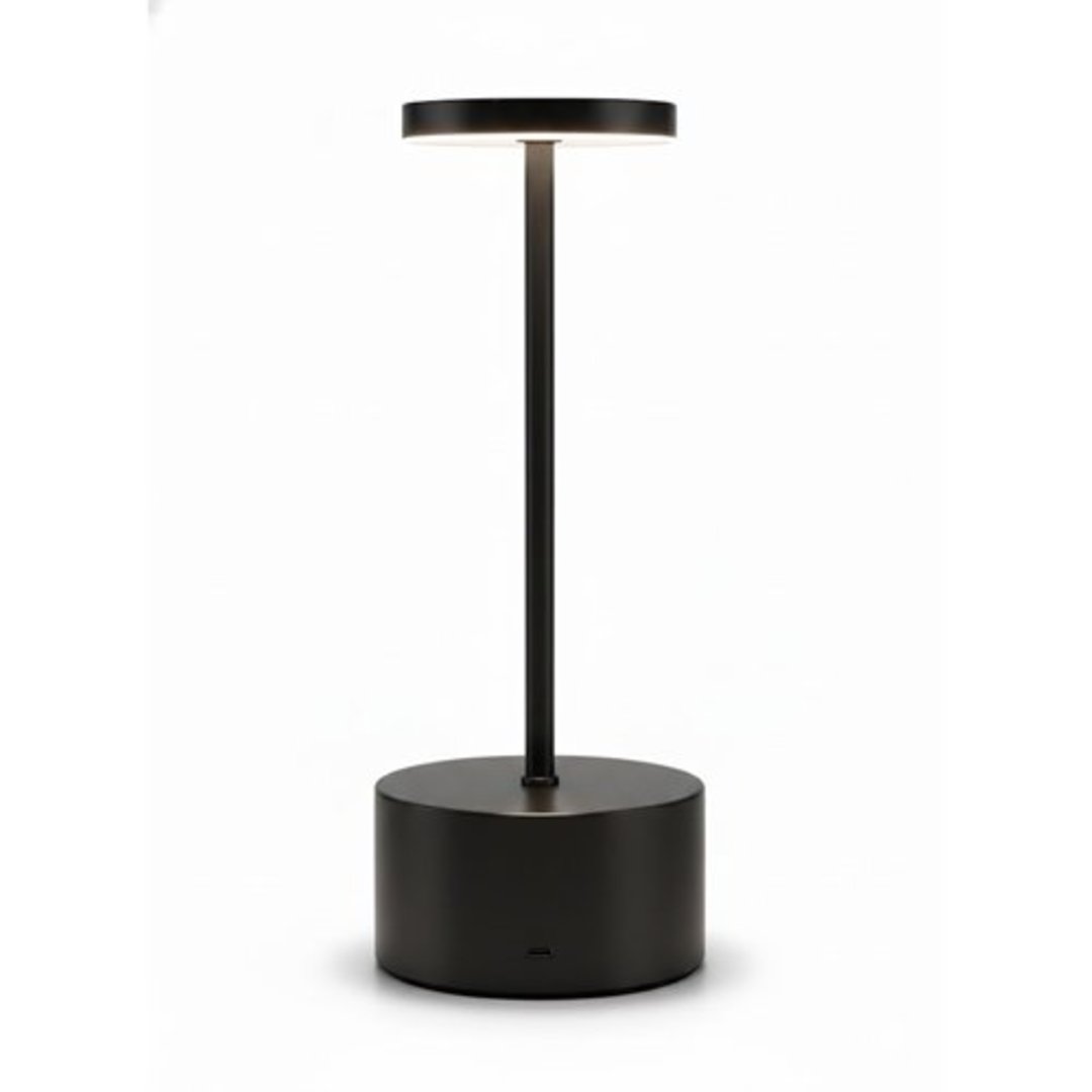 Luminária De Mesa Em Metal Preto Touch Recarregável