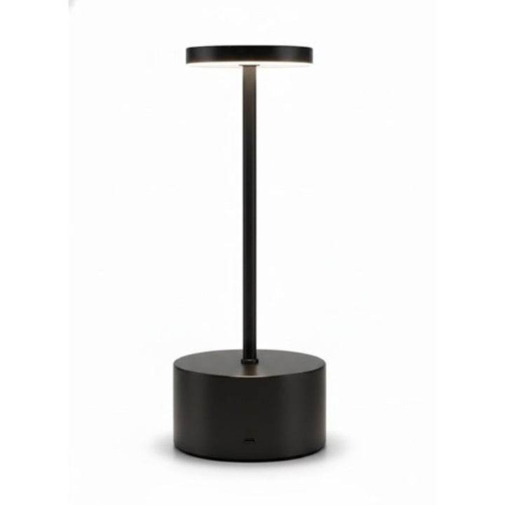 Luminária De Mesa Em Metal Preto Touch Recarregável