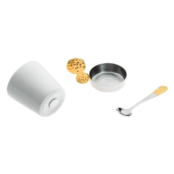 Jogo 6 Xicaras Café Riviera Nocc  Colheres Detalhes Ouro 24K