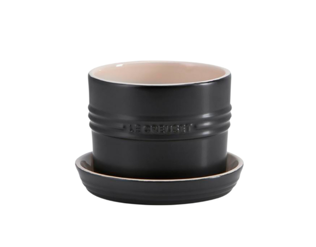 Vaso Para Ervas C Bandeja 14Cm Matte Black
