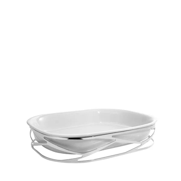 Suporte Com Porcelana Trama 5,5L Prata