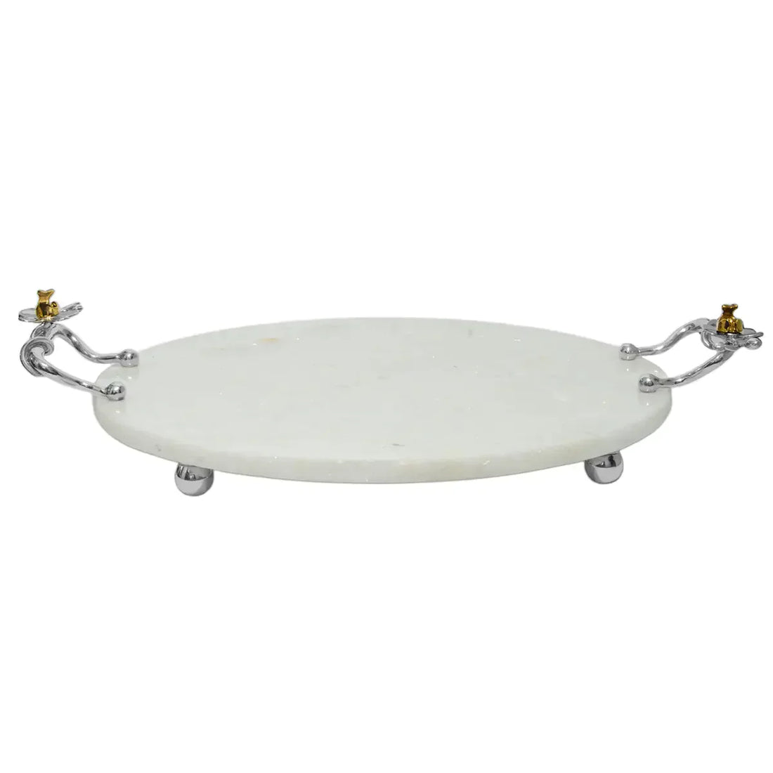 Tabua Marble Redonda Branca Orquidea
