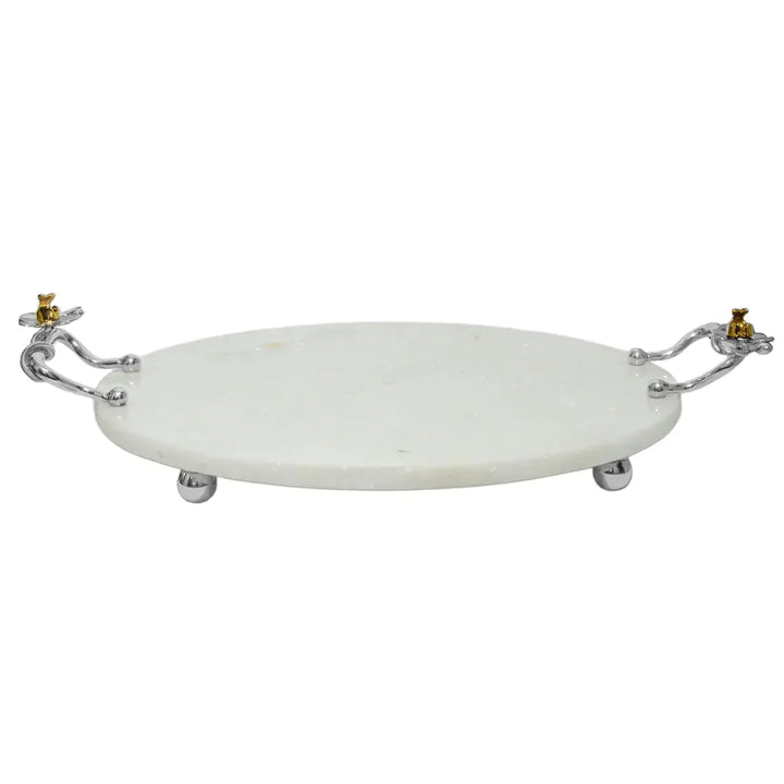 Tabua Marble Redonda Branca Orquidea