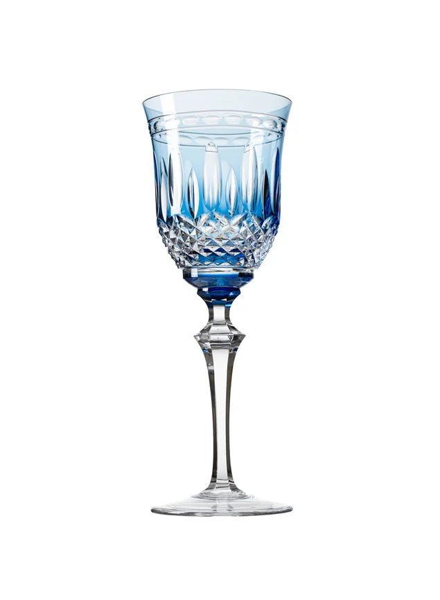 Taça de água lapidada azul