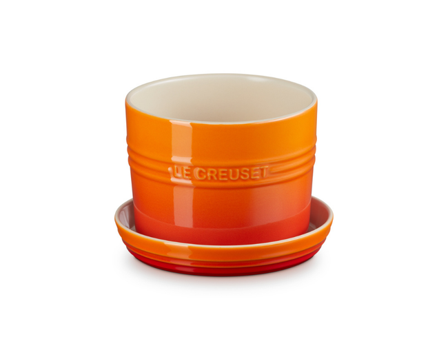VASO PARA ERVAS COM BANDEJA LARANJA
