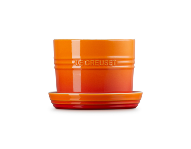 VASO PARA ERVAS COM BANDEJA LARANJA