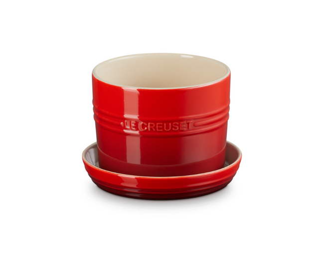 VASO PARA ERVAS COM BANDEJA VERMELHO