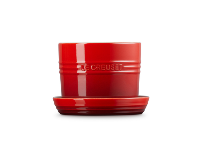 VASO PARA ERVAS COM BANDEJA VERMELHO